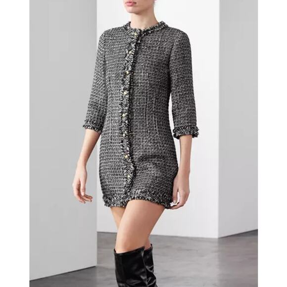 RARE!!! ZARA Gray Wool-blend Mini Dress NWT - Picture 7 of 12